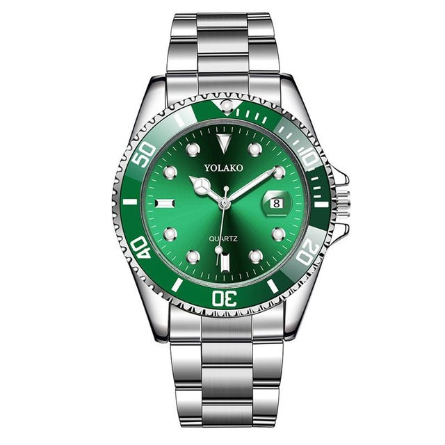 Hot Sales Mens Watches Top Brand YOLAKO Luxury Men Fashion Military Stainless Steel Date Sport Quartz Analog Wristwatch Relogio