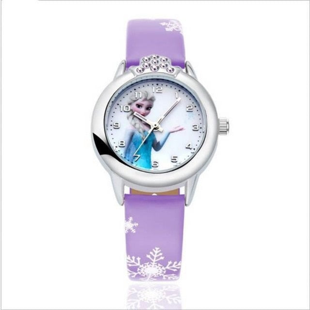 New Cartoon Children Princess Elsa Anna Watch Fashion Girl Kids Student diamond Leather Analog Wrist Watches Relojes kol saati