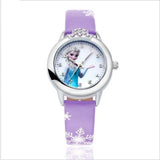 New Cartoon Children Princess Elsa Anna Watch Fashion Girl Kids Student diamond Leather Analog Wrist Watches Relojes kol saati