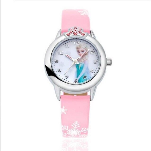 New Cartoon Children Princess Elsa Anna Watch Fashion Girl Kids Student diamond Leather Analog Wrist Watches Relojes kol saati