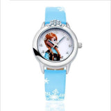 New Cartoon Children Princess Elsa Anna Watch Fashion Girl Kids Student diamond Leather Analog Wrist Watches Relojes kol saati