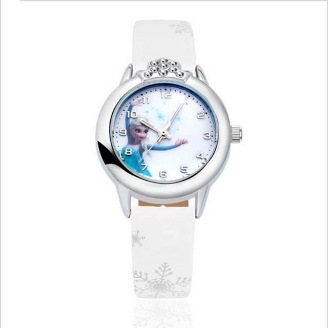 New Cartoon Children Princess Elsa Anna Watch Fashion Girl Kids Student diamond Leather Analog Wrist Watches Relojes kol saati