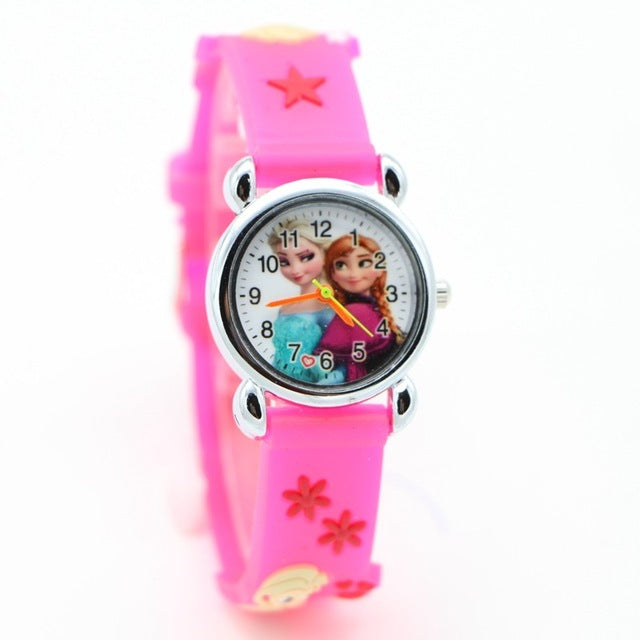 New Cartoon Children Princess Elsa Anna Watch Fashion Girl Kids Student diamond Leather Analog Wrist Watches Relojes kol saati